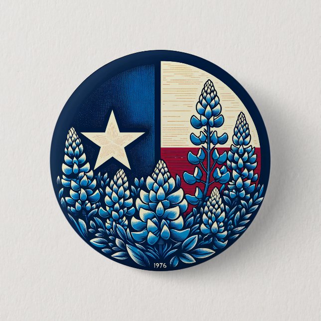 Texas Bluebonnets State Flag Texan Pride           6 Cm Round Badge (Front)