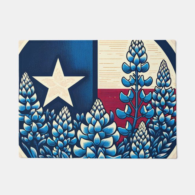 Texas Bluebonnets State Flag Texan Pride           Doormat (Front)
