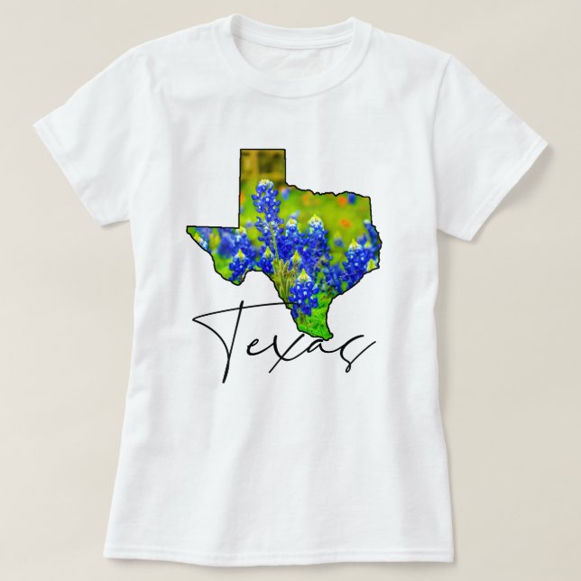 Texas Bluebonnets State of Texas Fine Art T-Shirt (Design Front)