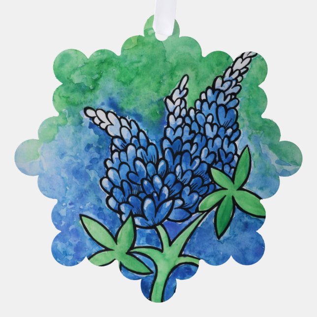 Texas Bluebonnets Tree Decoration Card (Front)
