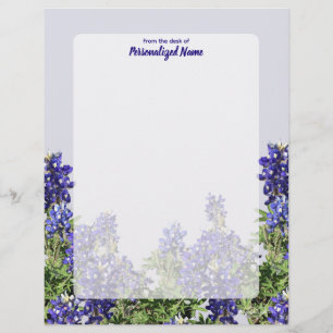 Texas Bluebonnets Unlined Custom Letterhead