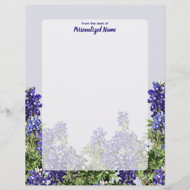 Texas Bluebonnets Unlined Custom Letterhead (Front)