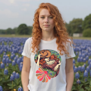 Texas Bluebonnets Vintage Redhead Cowgirl Shirt