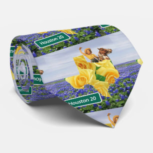 Texas Bluebonnets Yellow Rose Cowgirl Houston Tie