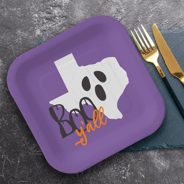 Texas Boo Y'all Halloween Paper Plate (Creator Uploaded)