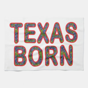 Texas Born Bluebonnet Tea Towel