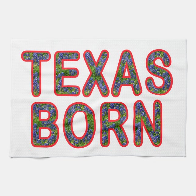 Texas Born Bluebonnet Tea Towel (Horizontal)