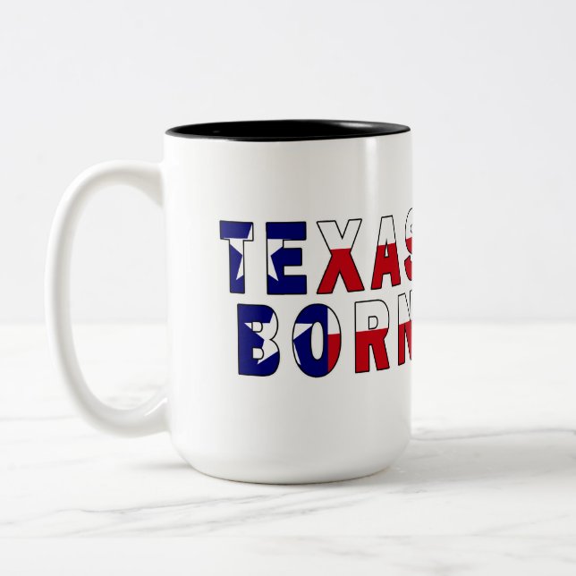 Texas Born Flag Two-Tone Coffee Mug (Left)
