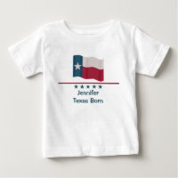 Texas Born Long Star Flag Name Personalised Baby