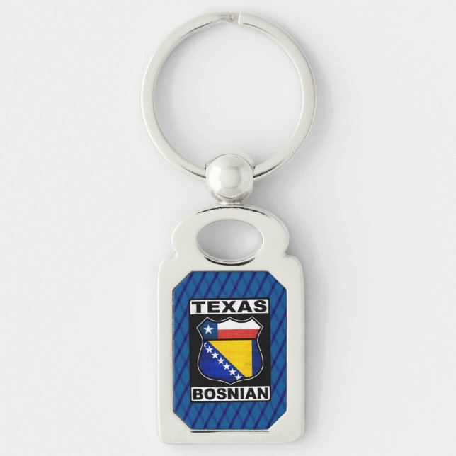 Texas Bosnian American Metal  Key Ring (Front)