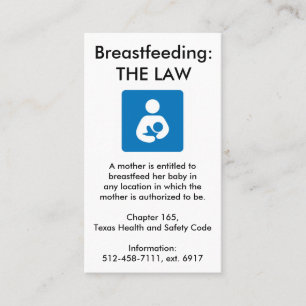 Texas Breastfeeding Law Business Card