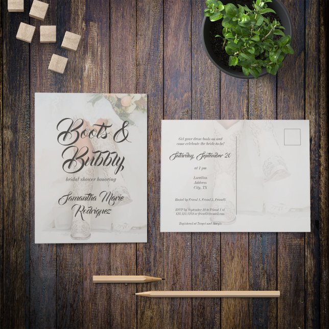 Texas Bride in Boots Bridal Shower Announcement Postcard (Creator Uploaded)