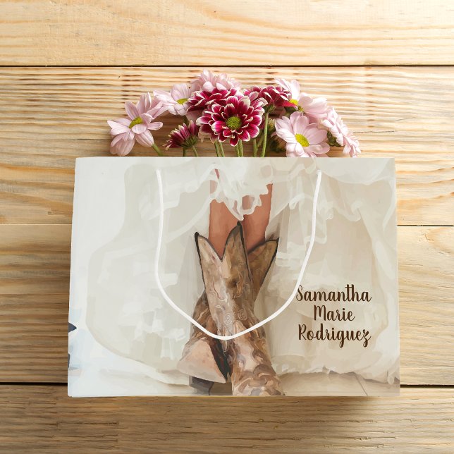 Texas Bride in Boots Bridal Shower Large Gift Bag (Creator Uploaded)