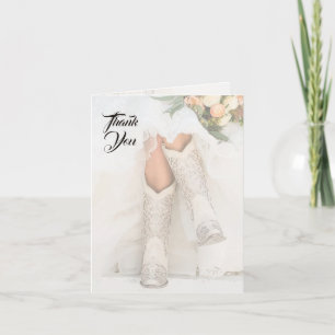 Texas Bride in Rhinestone Boots Bridal Shower Thank You Card