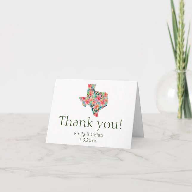 Texas Bright Tropical Botanical Floral  Thank You Card (Front)