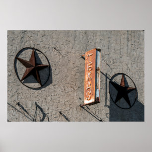 Texas, Building Sign, Colour, Vintage Poster