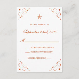 Texas Burnt Orange Lone Star Wedding RSVP cards