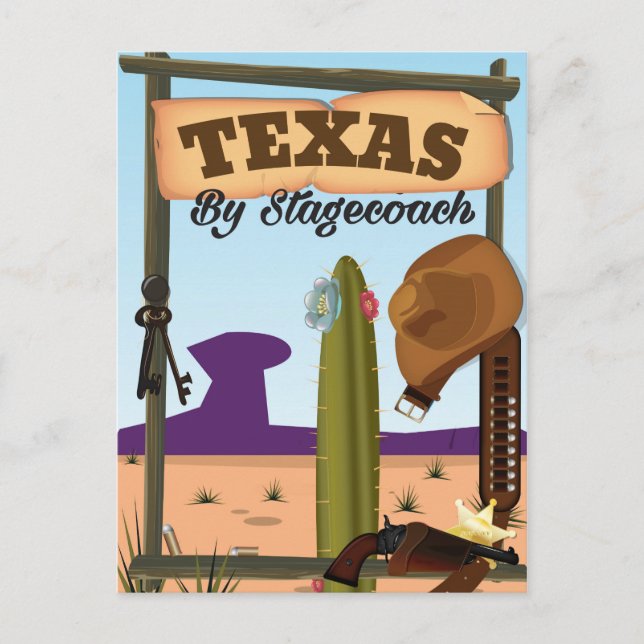Texas By Stagecoach Postcard (Front)
