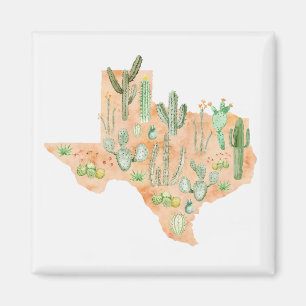 Texas Cactus Cacti Succulent Watercolor Map Magnet