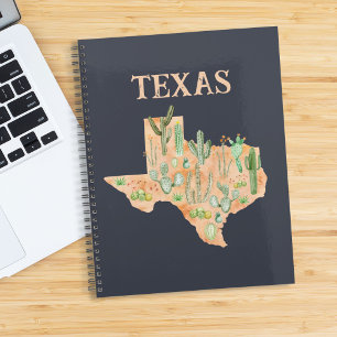 Texas Cactus Watercolor Map Travel Journal