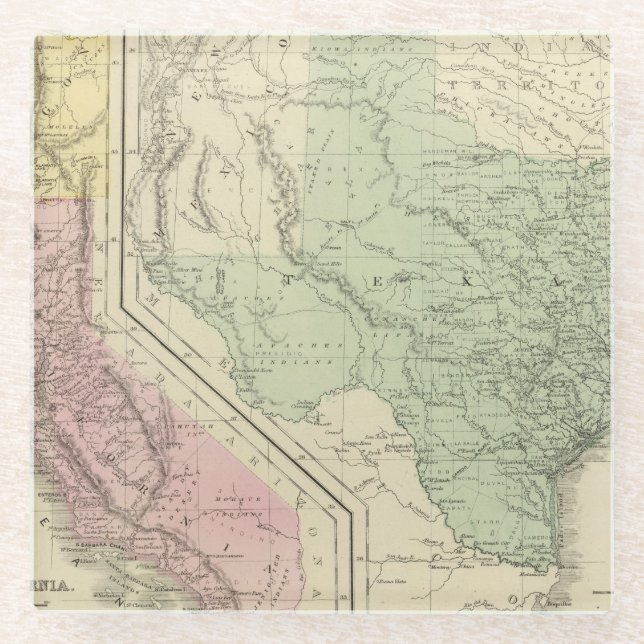 Texas, California Glass Coaster (Front)