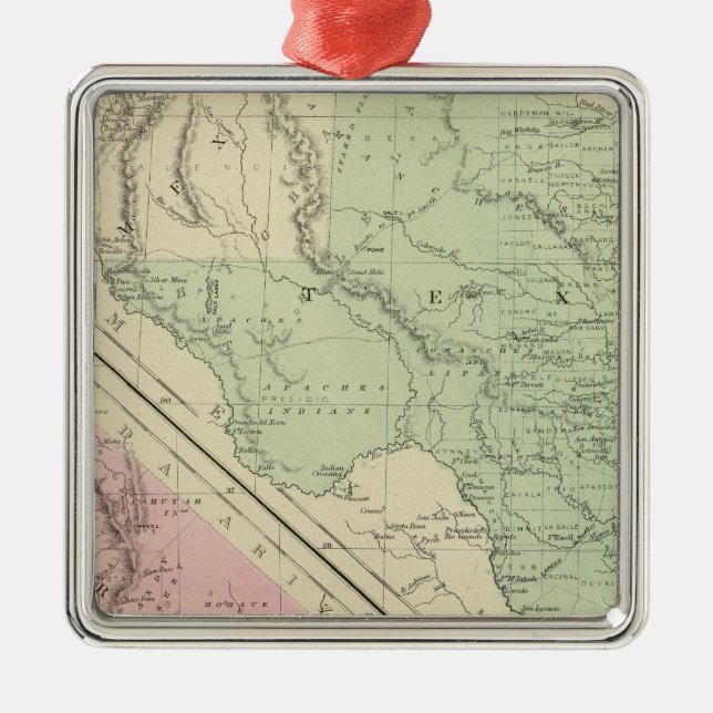 Texas, California Metal Tree Decoration (Front)