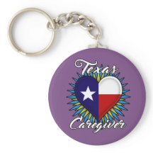 Texas Caregiver keychain (purple background)