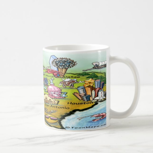 Texas Cartoon Map Coffee Mug (Right)