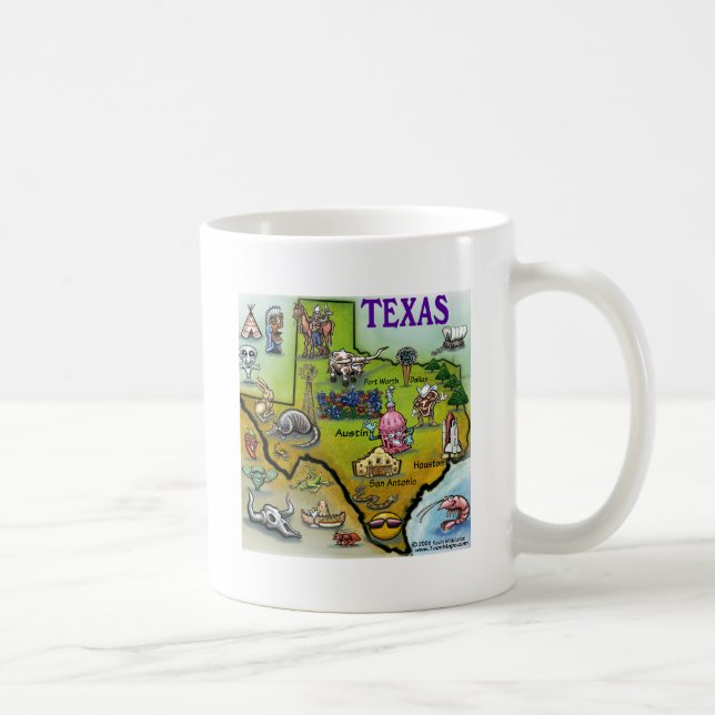TEXAS Cartoon Map Coffee Mug (Right)