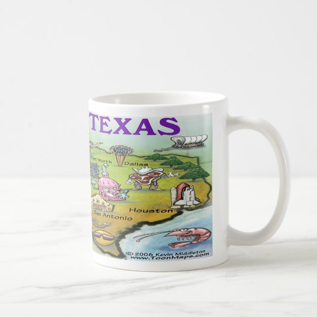 TEXAS Cartoon Map Coffee Mug (Right)
