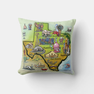 Texas Cartoon Map Cushion