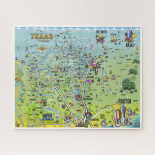 Texas Cartoon Map Jigsaw Puzzle