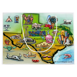 Texas Cartoon Map Large Gift Bag