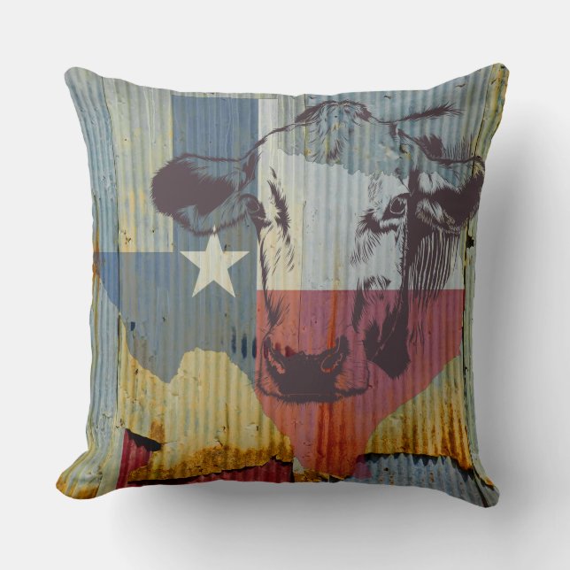 Texas Cattle Ranch House throw pillow (Front)