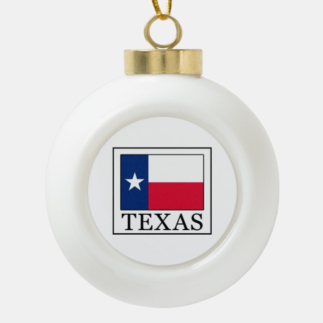 Texas Ceramic Ball Christmas Ornament (Front)