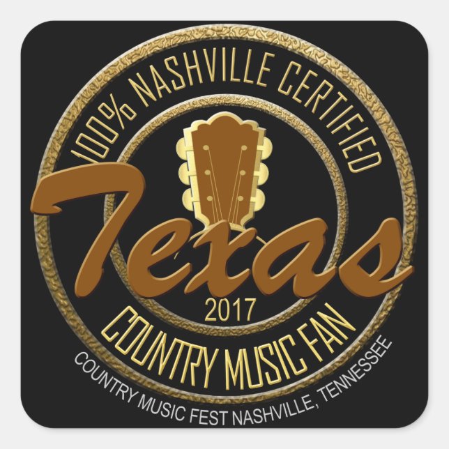 Texas Certified Country Music Fan Classic Stickers (Front)