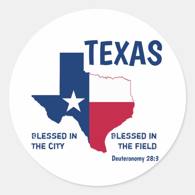 TEXAS Christian Scripture Blessed Classic Round Sticker (Front)