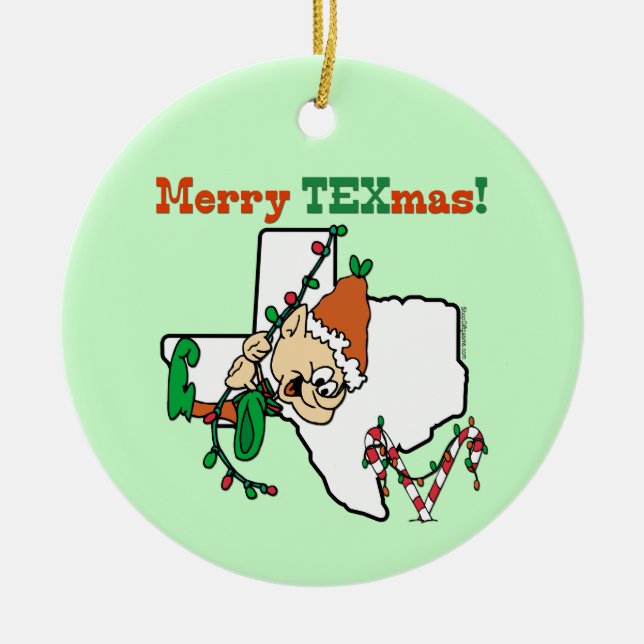 Texas Christmas Ceramic Tree Decoration (Front)