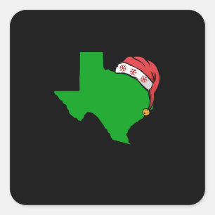 Texas Christmas Cute Christmas Gift Green US State Square Sticker