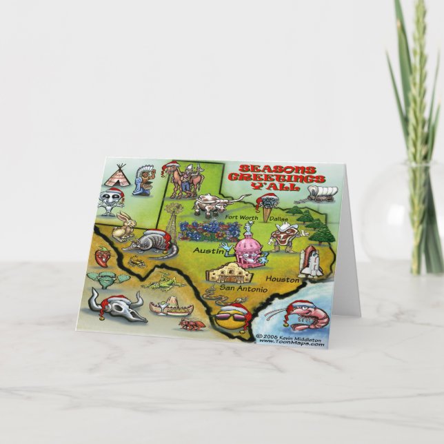 TEXAS Christmas Map Holiday Card (Front)