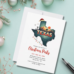 Texas Christmas Map Holiday Party Invitation