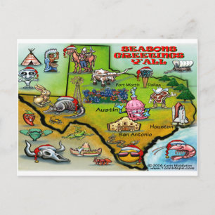 TEXAS Christmas Map Holiday Postcard