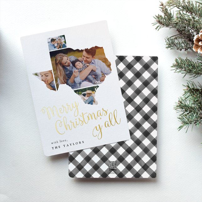 Texas Christmas | Photo Collage Foil Holiday Card (Creator Uploaded)