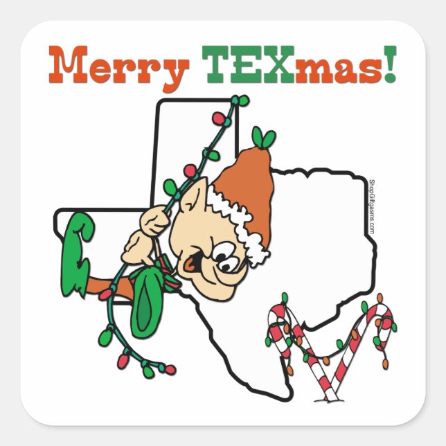 Texas Christmas Square Sticker (Front)