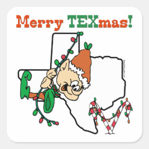 Texas Christmas Square Sticker