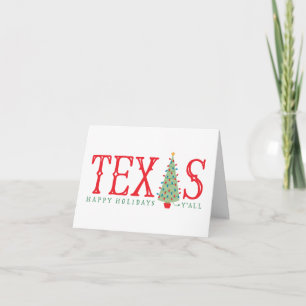 Texas Christmas Tree Happy Holidays Greeting Card