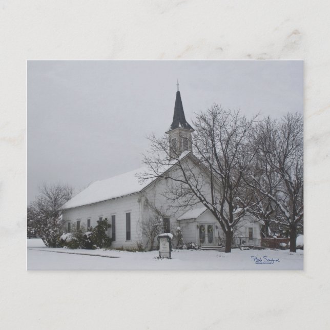 Texas church snow postcard (Front)