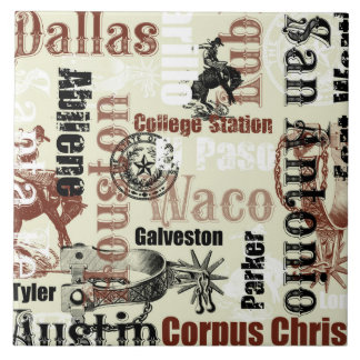 Texas Cities, Broncs and Spurs Tile