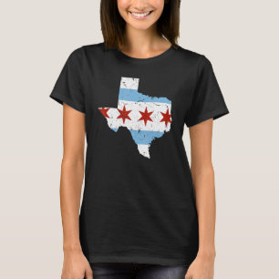 Texas City Chicago Flag Grunge Traveling South Sid T-Shirt