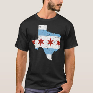Texas City Chicago Flag Grunge Travelling South Si T-Shirt
